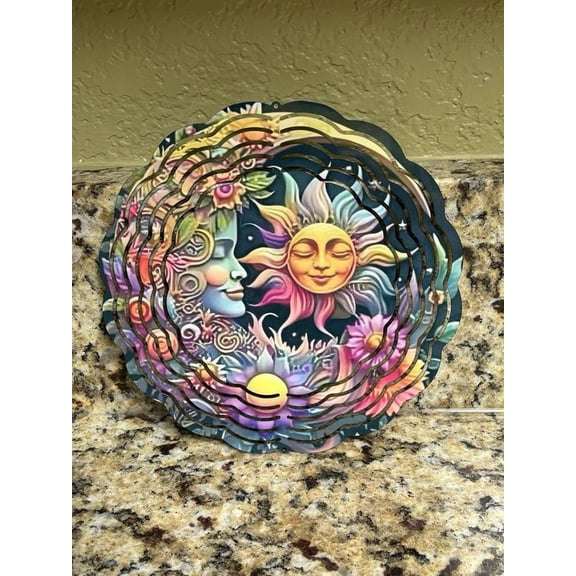 SBEMP Sun & Moon Wind Spinner: Aluminum Celestial Decor