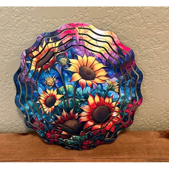 SBEMP Sunflower Metal Wind Spinner: Made To Order, Inch