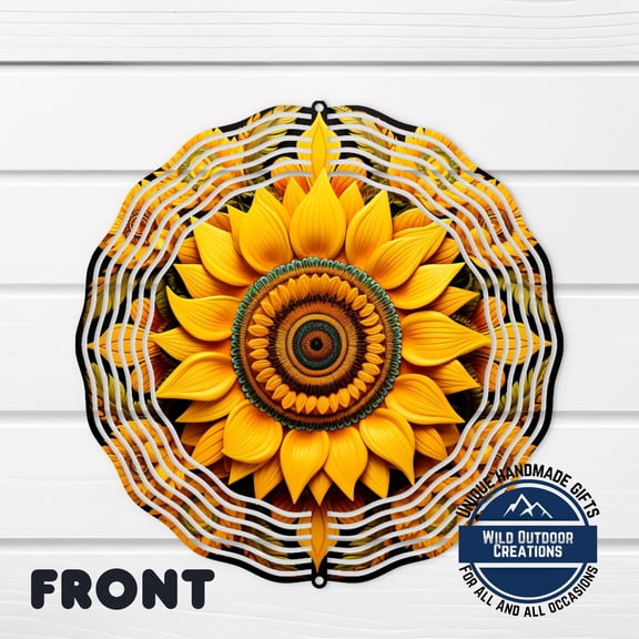 SBEMP Sunflower Wind Spinner 10 Inch, Bright Floral Yard Art Gift