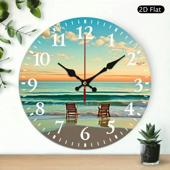 SBEMP Sunset Wall Clock 10 Inch Frameless Decorative Clock 10x10in
