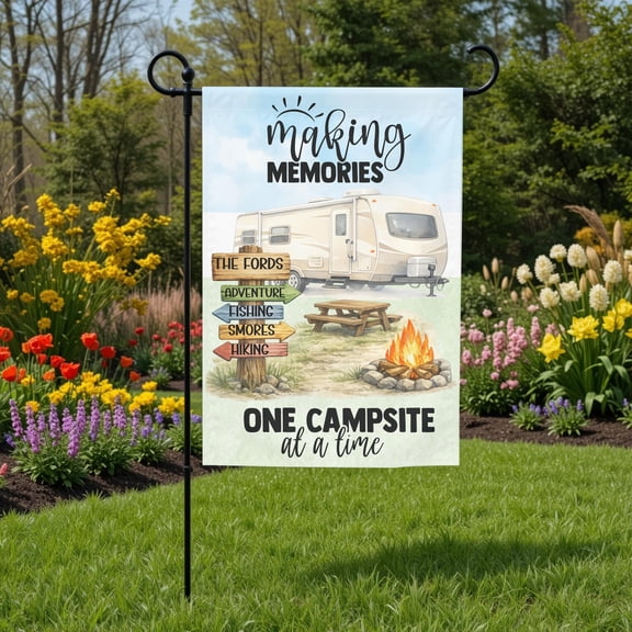 SBEMP Travel Trailer Campsite Personalized Garden Flag 12x1 Custom Camper Sublimation UV Protected