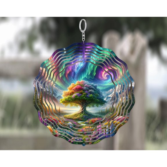 SBEMP Tree of Life Wind Spinner, Aurora Borealis Colors (10-Inch Outdoor)