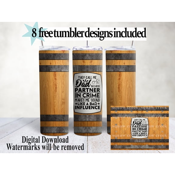 SBEMP Whiskey Barrel Dad 20Oz Straight Skinny Tumbler - Stainless Steel Double Wall Insulated With Lid And Straw