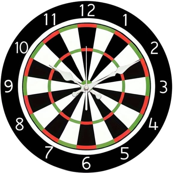 SBEMP10 Inch Silent Wall Clock, Dartboard Minimalist Decorative Wall Clock, Battery Operated Non-Ticking Round Clock for Living Room Bedroom Game Room Home Decor
