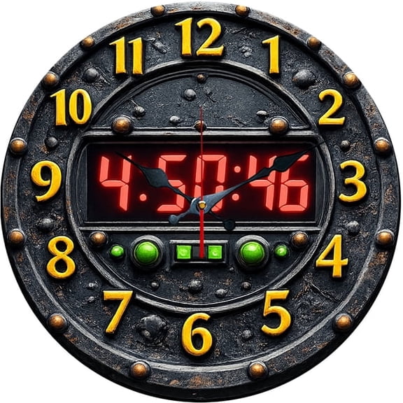 SBEMP10 Inch Silent Wall Clock, Industrial Style Metal Numeral Decorative Wall Clock, Battery Operated Non-Ticking Round Clock for Garage Living Room Man Cave Home Decor