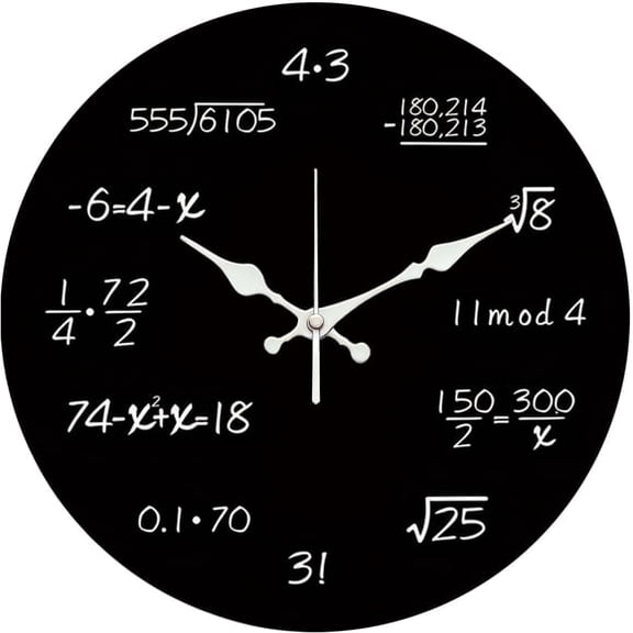 SBEMP10 Inch Silent Wall Clock, Math Formula Creative Decorative Wall Clock, Battery Operated Non-Ticking Round Clock for Living Room Bedroom Teacher Home Decor