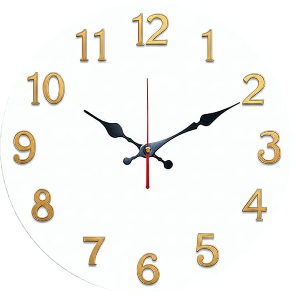 SBEMP10 Inch Silent Wall Clock, Minimalist Gold Number Blank Decorative Wall Clock, Battery Operated Non-Ticking Round Clock for Living Room Bedroom Office Home Decor