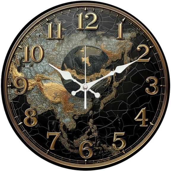 SBEMP10 Inch Silent Wall Clock, Vintage World Map Globe Decorative Wall Clock, Battery Operated Non-Ticking Round Clock for Living Room Bedroom Travel Home Decor