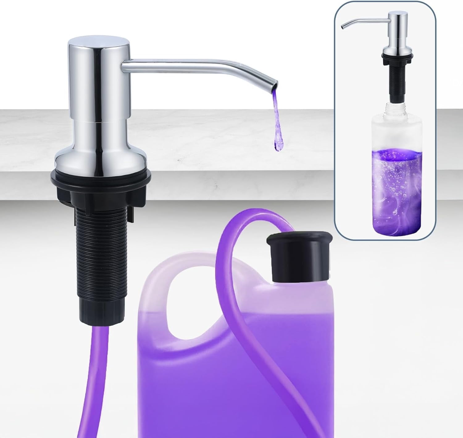 SBEN Countertop Soap Dispenser Pump with Extension Tube Kit 47" (Chrome)