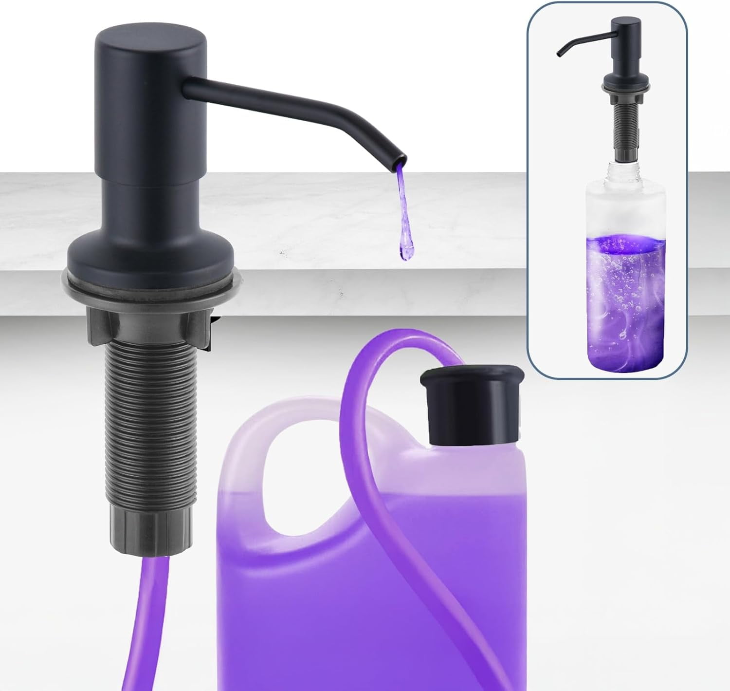 SBEN Countertop Soap Dispenser Pump with Extension Tube Kit (Matte Black)