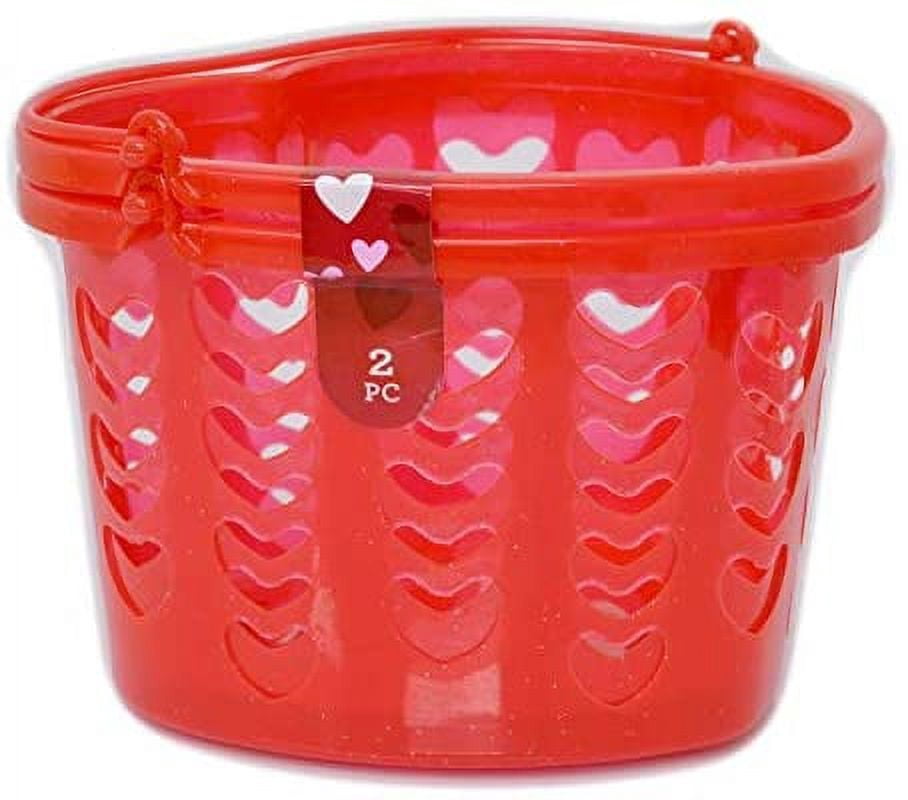 SBL Love Heart Shaped and Slotted Baskets Bucket with Handles, 2-ct. Packs Perfect for Valentine's Day Mother's Day Basket Making Organizing or Just Because.