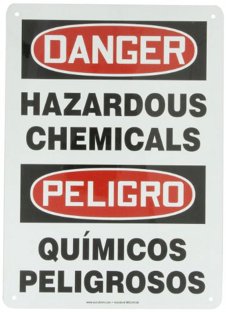 SBMCHL092VA Aluminum Spanish Bilingual Sign, Legend"Danger Hazardous