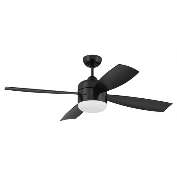 SBN52FB4 Craftmade Lighting Sebastion - 4 Blade Ceiling Fan with Light Kit In Contemporary Style-16.92 Inches Tall and 52 Inches Wide-Flat Black