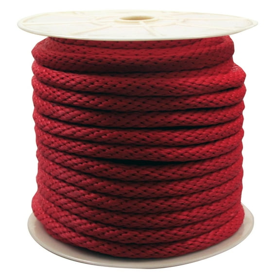 Rope King SBP-58140R, Solid Braided Poly Rope, 5/8" x 140', Red, 1 Each