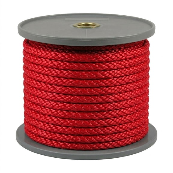 Rope King SBP-58140R, Solid Braided Poly Rope, 5/8" x 140', Red, 1 Each