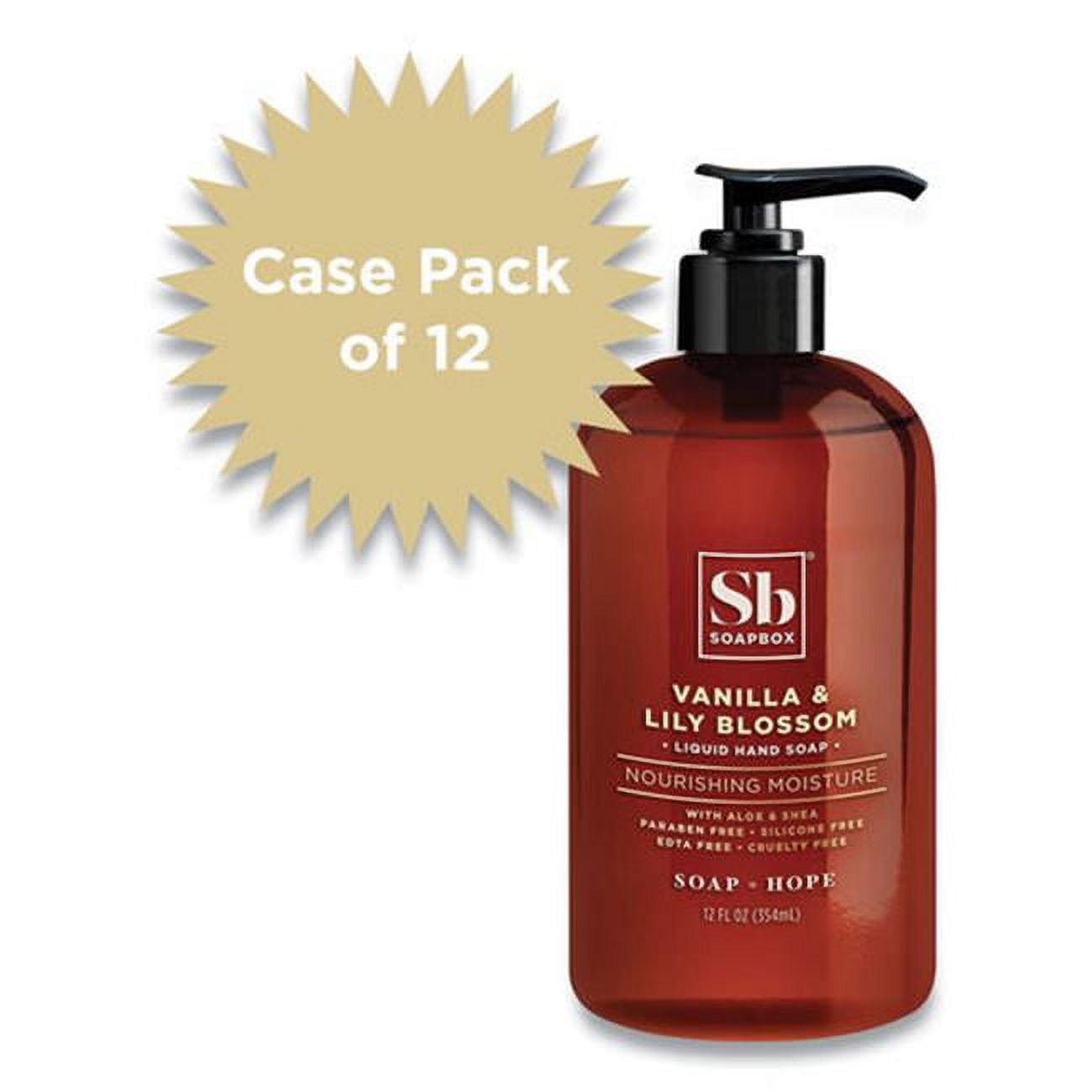 SBS Soapbox Hand Soap Vanilla and Lily Blossom 12 oz Pump Bottle 12