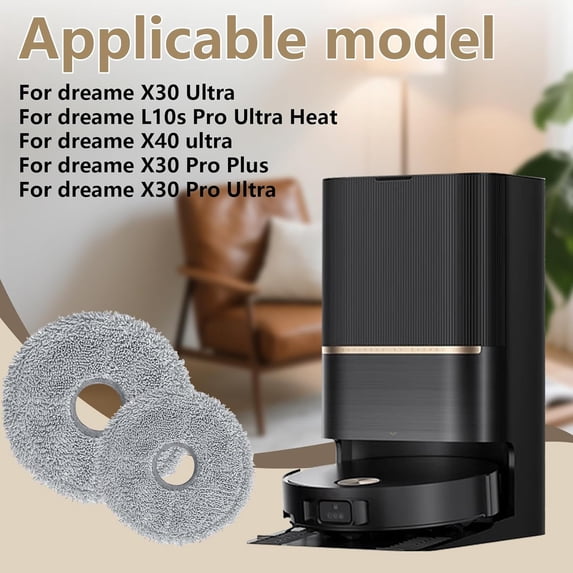 SBSWXX-Mop Pad Replacement for Dreame L40 Ultra, L20 Ultra, L10s Ultra Gen2, X40 Ultra, L10s Ultra, X30 Ultra, L10s Pro Ultra Heat, L10 Ultra Robot Vacuum, L40 Ultra Accessoires 6 Pcs Mop Pad