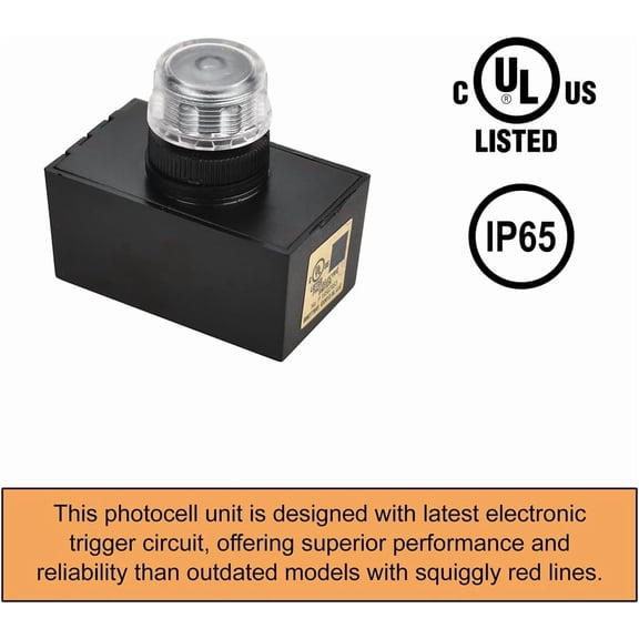 SBSWXX-YCA1031 Photocell Sensor for Outdoor Lights, 120V Dusk to Dawn Light Control with Wall Plate Included, Post Eye Button Photocontrol, UL Listed