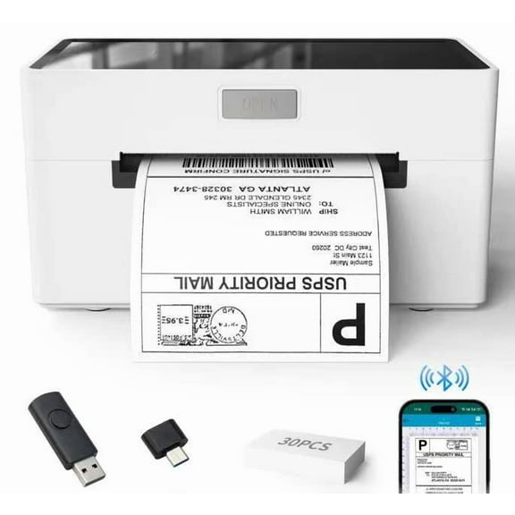 SBUSFGT Label Printer 4x6 inch Bluetooth Thermal with External Power Adapter Compatible with Android iPhone Windows Mac for Office Small Business
