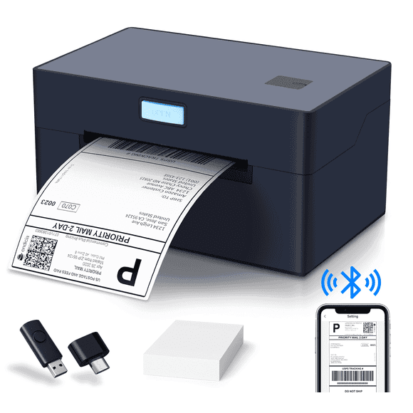 SBUSFGT Bluetooth USB Thermal Shipping Label Printer 4x6 for Small Business Compatible with Mac, Android, Ios Widely Used for Ebay, Shopify, Etc