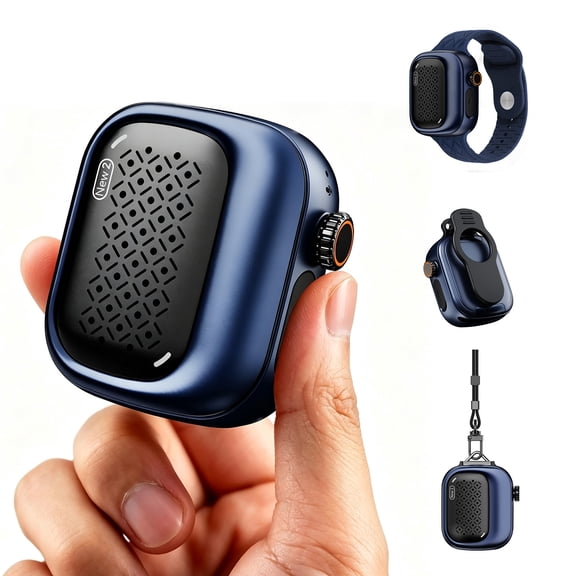 SBUSFGT Wearable Wireless Bluetooth Speaker with Clip, Water-Resistant, Hands-Free Calling Mic, Portable Compact Audio for Casual Use & Gifting, Blue
