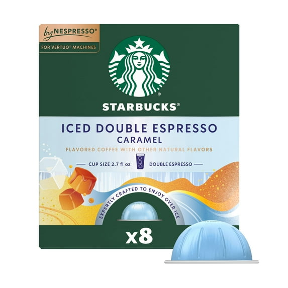 Starbucks by Nespresso Vertuo, Iced Double Espresso Caramel Flavored Coffee, 8 Pods