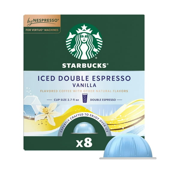 Starbucks by Nespresso Vertuo, Iced Double Espresso Vanilla Flavored Coffee, 8 Pods
