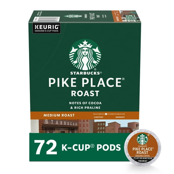 Starbucks Pike Place Roast, Medium Roast Keurig K-Cup Coffee Pods, 100% Arabica, 72 Count