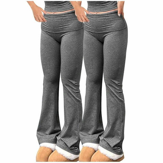 SBYOJLPB 2PC Women Solid Color Elastic Waisted Sports Casual Pants Long Pants Dark Gray 6(M)