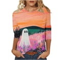 thumbnail image 1 of SBYOJLPB 3/4 Sleeve Tops for Women Halloween Printed Crew Neck Pullover Top, 1 of 5
