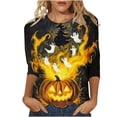 thumbnail image 1 of SBYOJLPB 3/4 Sleeve Tops for Women Halloween Printed Crew Neck Pullover Top, 1 of 5