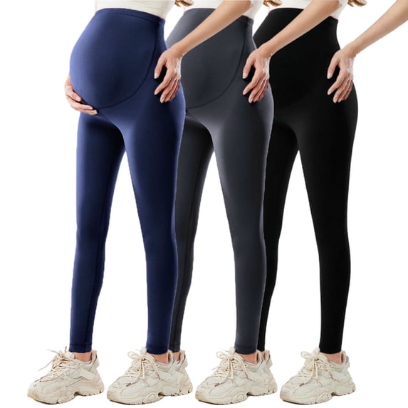 SBYOJLPB 3PC Maternity Pants for Women High Waisted Stretchy Breathable Casual Yoga Leggings with Tummy Support