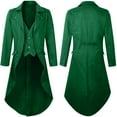 thumbnail image 1 of SBYOJLPB Activity Promotions Mens Gothic Solid Color Top Steampunk Medieval Tailcoat Uniform Performance Suit Lapel Jacket Green 8(L), 1 of 4