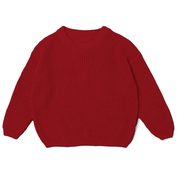 SBYOJLPB Baby Sweater Personalized Embroidery Knitwear Children’s Casual Autumn Winter Warm Sweater Kids’ Comfortable Long Sleeve Pullover Clothes Red