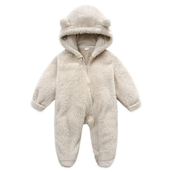 SBYOJLPB Baby Winter Onesies Bodysuits Newborn Baby Fleece Footie Snowsuit Winter Bunting Onesie Cartoon Warm Hooded Romper Jumpsuit Outfits for Beige 0-3 Months