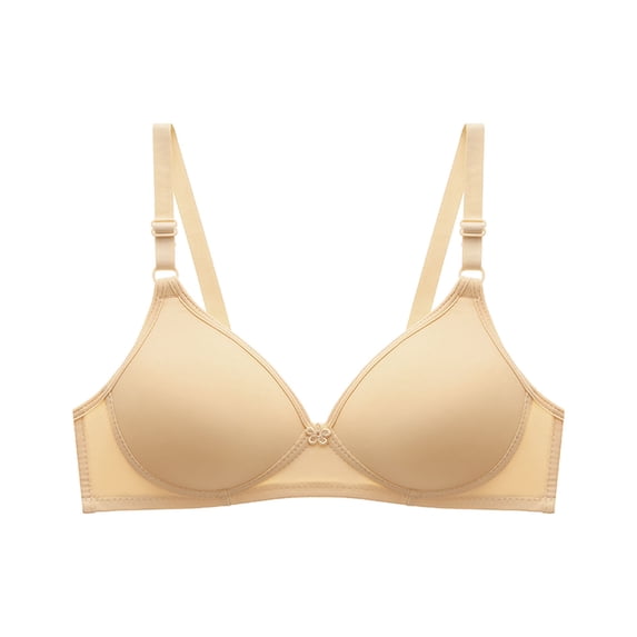 SBYOJLPB Bras for Women Women's Bra Soild Wire Free Underwear One-Piece Bra Everyday Small Cup Underwear Beige 4(S)