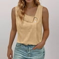 thumbnail image 1 of SBYOJLPB Camisole Tops for Women Casual Women's Round Neck Summer Solid Color Retro Regular Women's Sleeveless Tops Khaki 4(S), 1 of 6