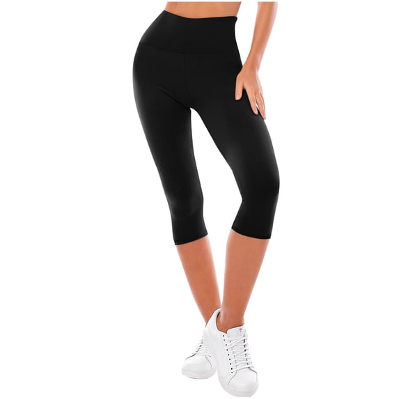 SBYOJLPB Capris Pants for Women Solid Color Elastic Waist Casual Yoga Cropped Leggings