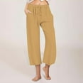 thumbnail image 1 of SBYOJLPB Capris Women Pants Casual Drawstring Elastic Waist Wide Leg Pants Cropped Trousers, 1 of 7