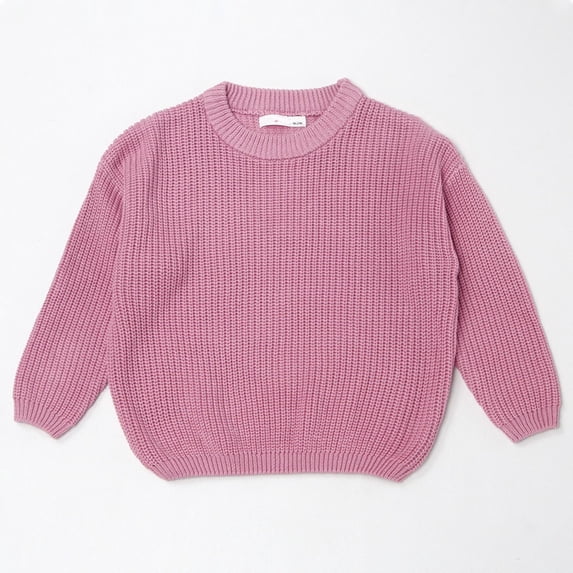 SBYOJLPB Children Clothing Baby Oversized Knit Sweater Crewneck Pullover Sweatshirt Solid Warm Long Sleeve Tops Blouse Reduced Price Hot Pink 6 Years