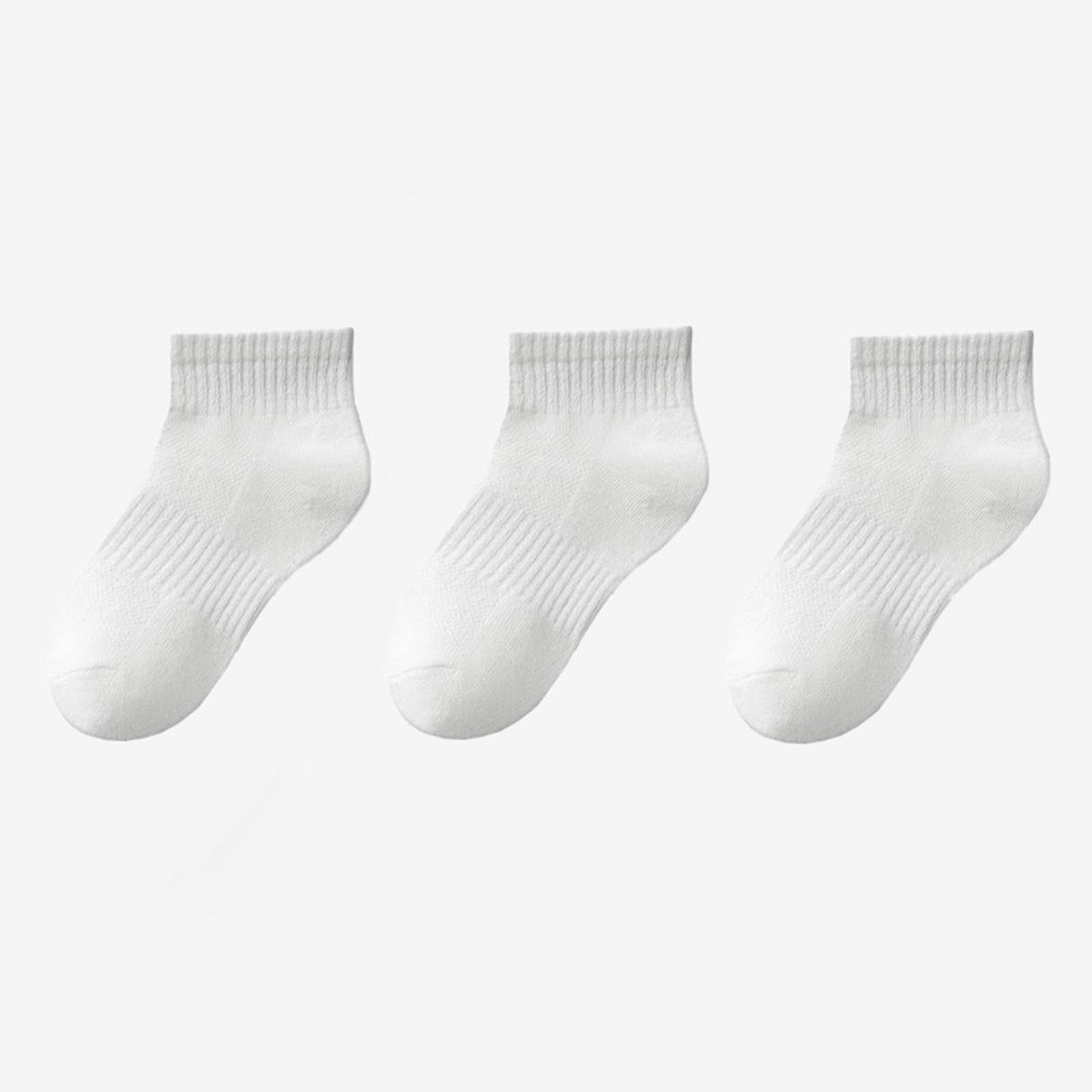 SBYOJLPB Children's 3PC and Student Solid Color Cotton Short Tube Socks Sports Socks Sweat Absorbing and Odor Proof Socks White 8(9 Years)