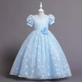 thumbnail image 1 of SBYOJLPB Children's Dress Short Sleeve Princess Dress Flower Tail Dress Skirt Tutu Dress Blue 3-4 Years, 1 of 5