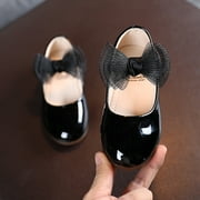 SBYOJLPB Children's Sandals Toddler Infant Kids Baby Girls Soft Princess Knot Leather Flat Shoes Black 9.5(27)
