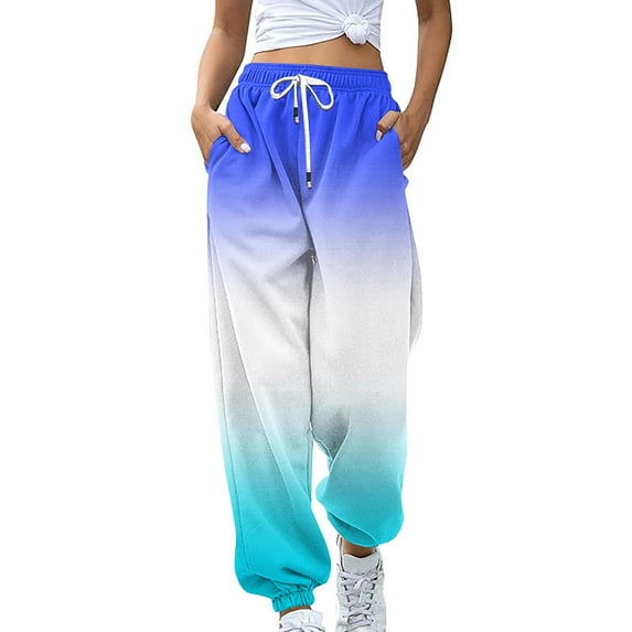 SBYOJLPB Cinch Bottom Sweatpants for Women with Pockets Blue 8(L)