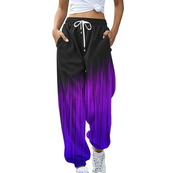 SBYOJLPB Cinch Bottom Sweatpants for Women with Pockets Purple 4(S)