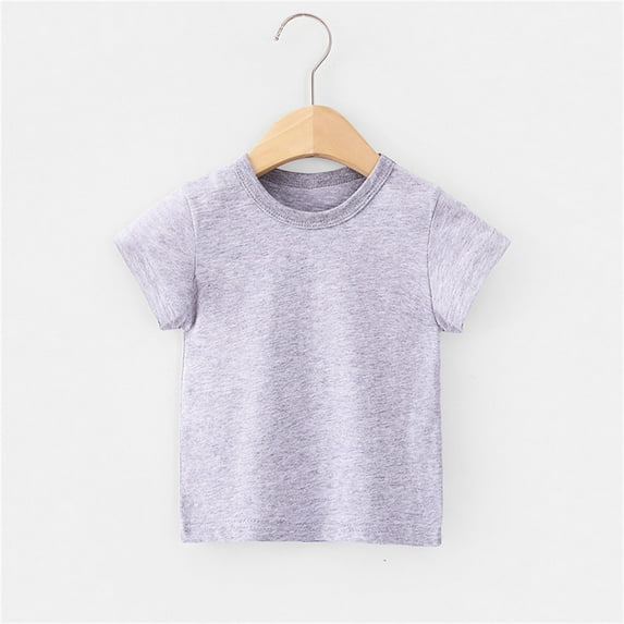 SBYOJLPB'Clothing Toddler Baby Comfortable Solid Color Short Sleeve Cotton T-shirt Top Gray 6-7Years