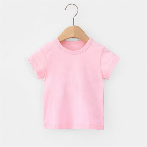 SBYOJLPB ' Clothing Toddler Baby Comfortable Solid Color Short Sleeve Cotton T-shirt Top Reduced Price Pink 8-9Years