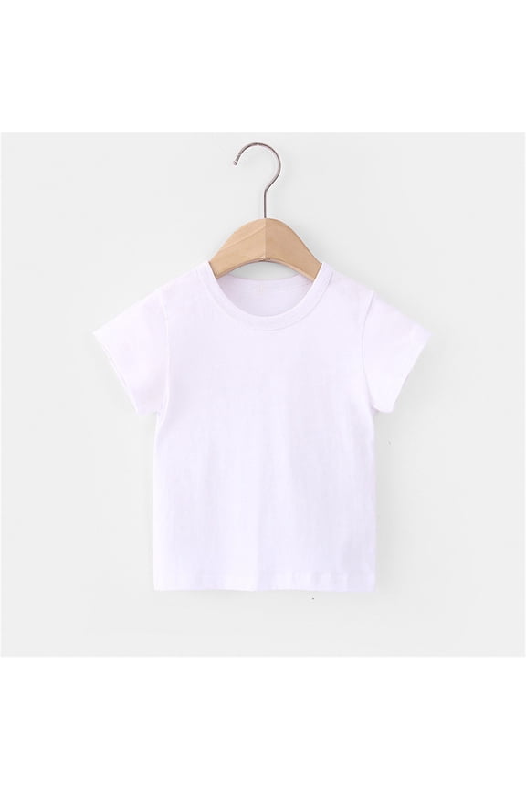 'Clothing Toddler Baby Comfortable Solid Color Short Sleeve Cotton T-shirt Top White 2-3Years