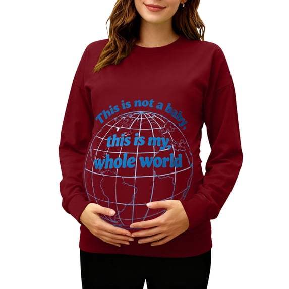 SBYOJLPB Comfortable Women's Maternity Tops Long Sleeve Round Neck with Funny Print Pregnancy Clothes Pullover Top