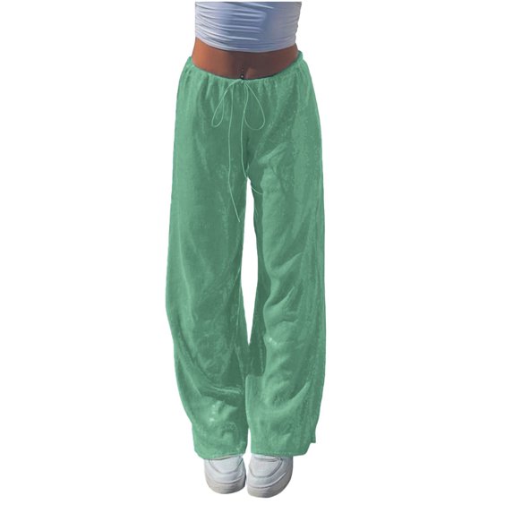 SBYOJLPB Full Length Pants for Womens Fashion Solid Color Sequin Drawstring Casual Elastic Waist Long Pants